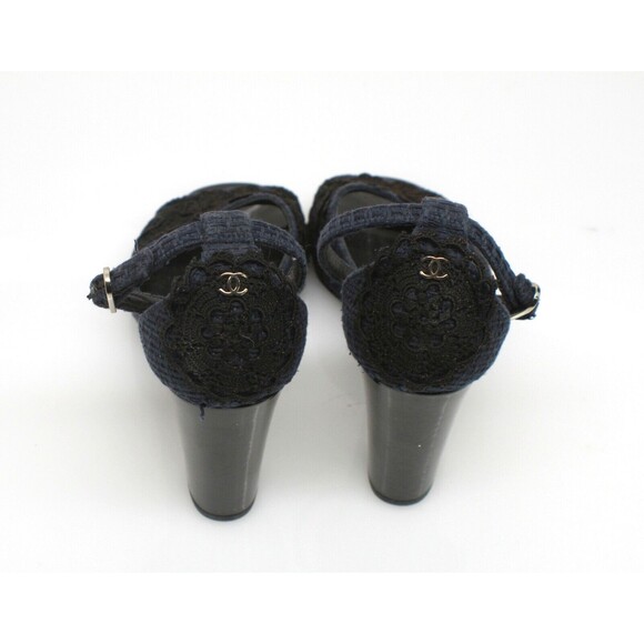 Chanel Black and Blue Sequin Edge Sandals size 36 - Picture 5 of 9